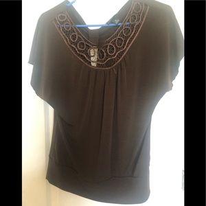 IZ Byer California Brown Crochet Top